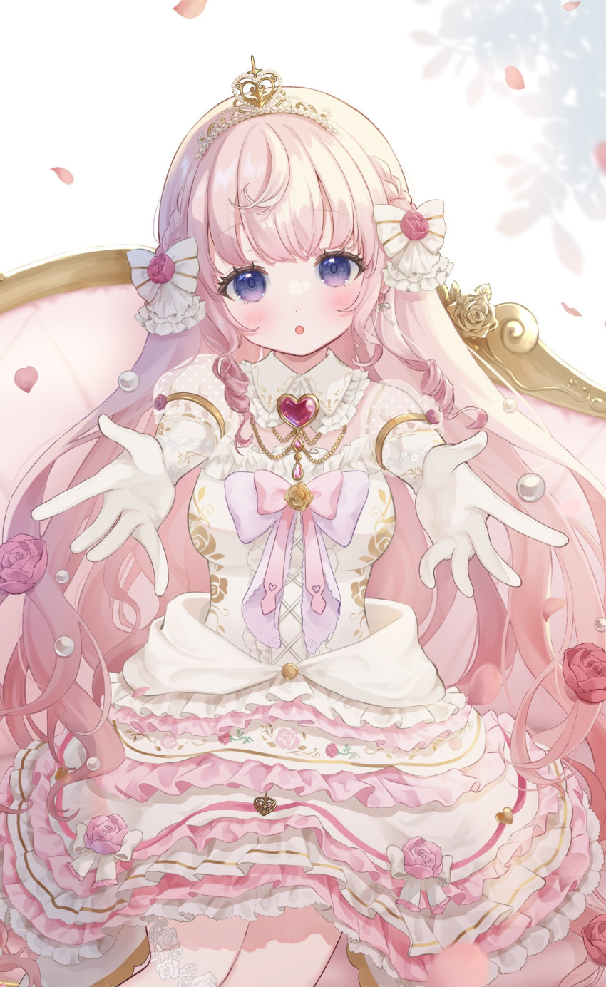 1girl, absurdres, blue_eyes, blush, bow, brooch, commentary, commission