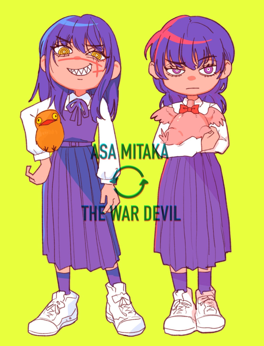 2girls, bucky_(chainsaw_man), chainsaw_man, demon, drgryu750, dual_persona, evil_smile, expressionless