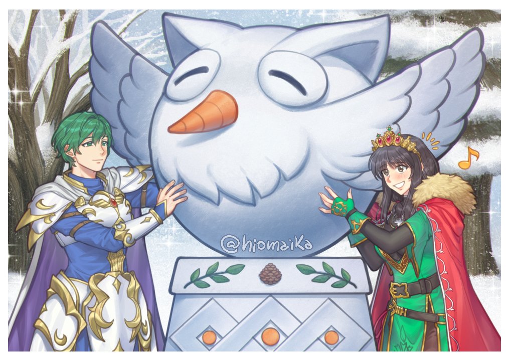 1boy, 1girl, armor, bare_tree, belt, black_belt, blue_jacket, breastplate