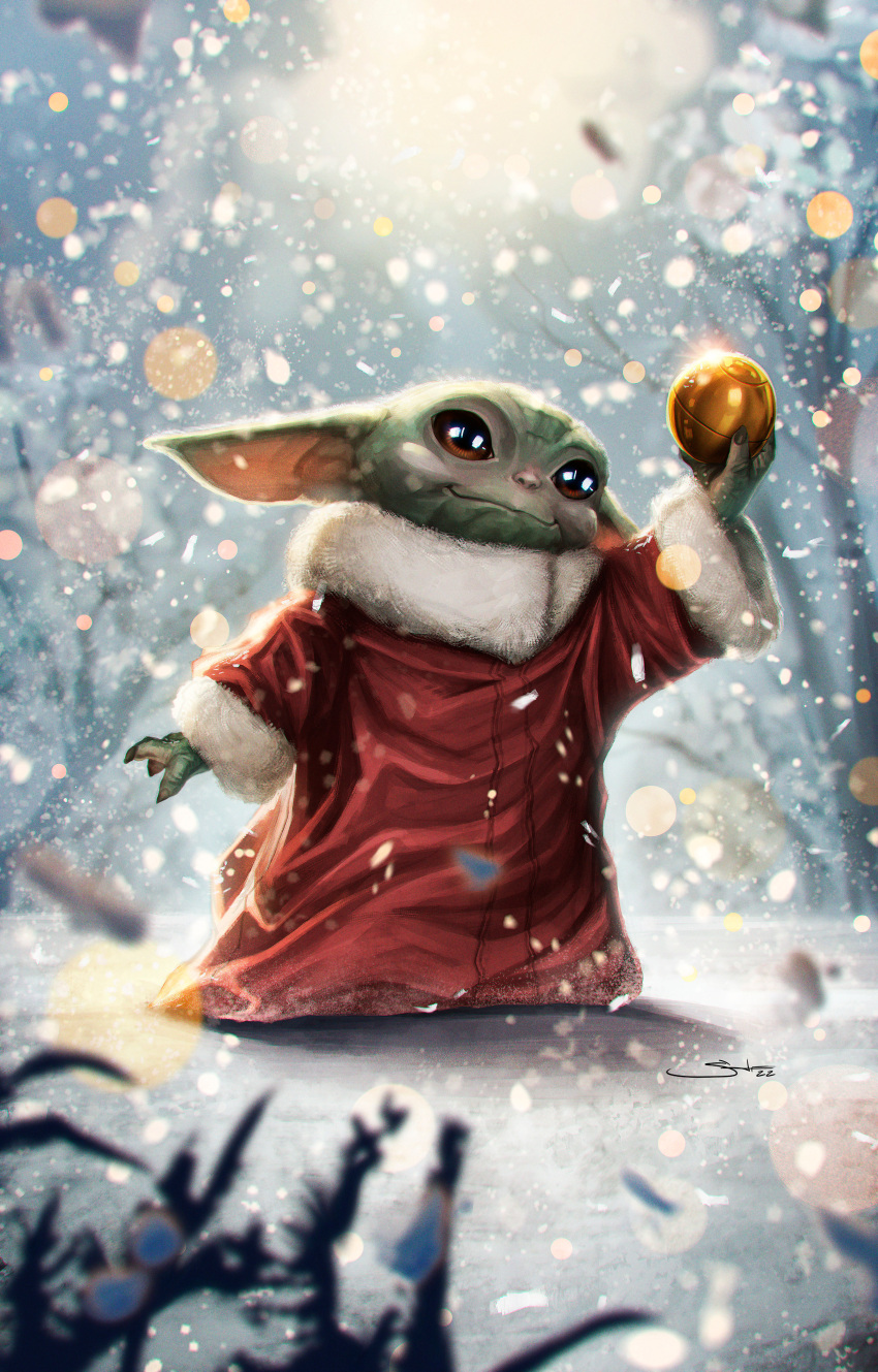 1boy, 2022, absurdres, alien, child, christmas, christmas_ornaments, colored_skin