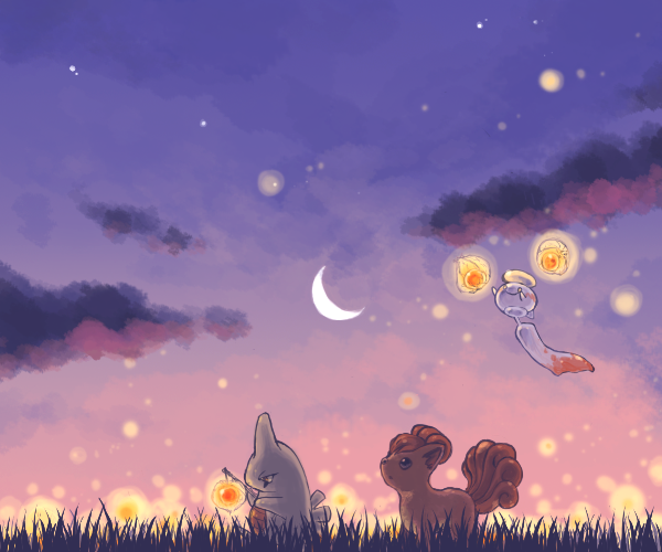 chimecho, lantern, larvitar, nature, no_humans, pokemon, pokemon_(creature), pokemon_(game)