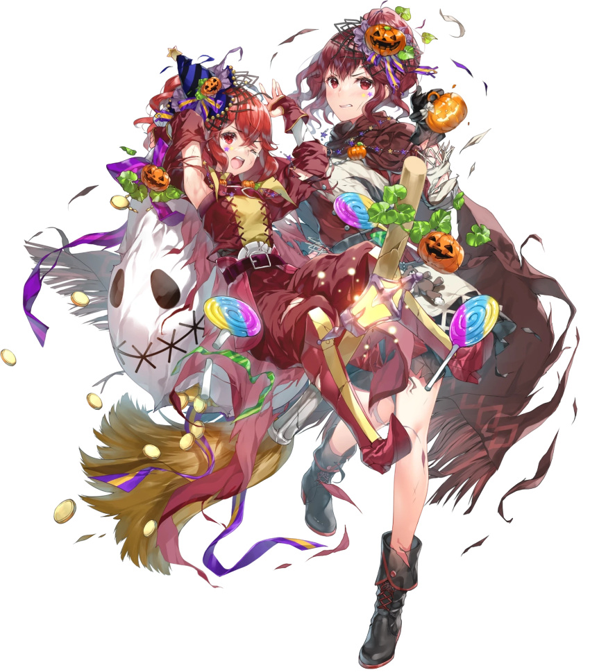 2girls, ankle_boots, anna_(fire_emblem), armpits, arms_up, belt, blush, boots