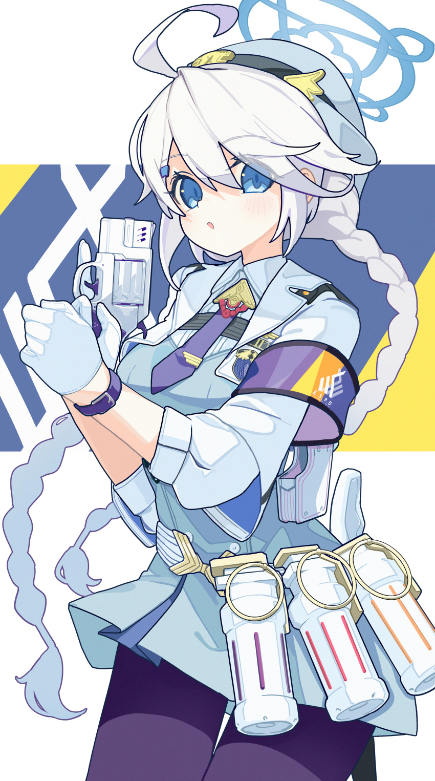 1girl, absurdres, ashuho, blue_archive, blue_eyes, grey_hair, highres, kirino_(blue_archive)