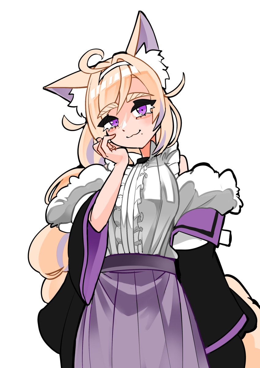 1girl, absurdres, ahoge, animal_ears, bags_under_eyes, black_jacket, blonde_hair, braid