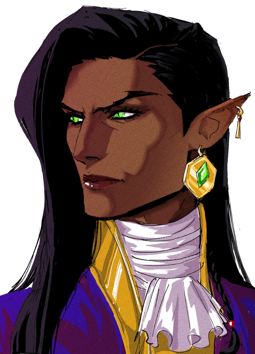 1boy, ascot, brown_hair, burning_dollz, castlevania:_nocturne, dark-skinned_male, dark_skin, earrings