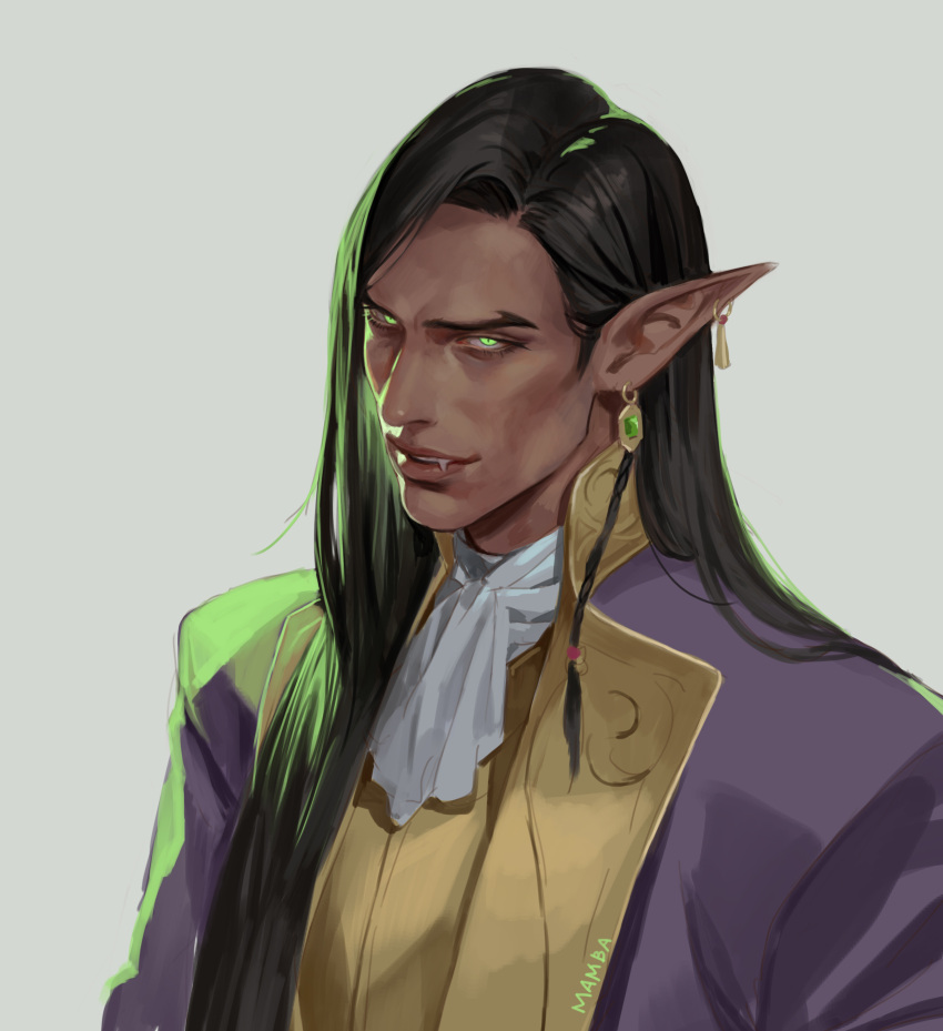 1boy, absurdres, ascot, brown_hair, castlevania:_nocturne, dark-skinned_male, dark_skin, earrings