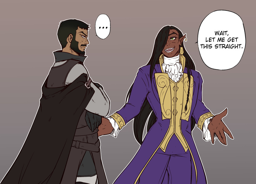 ..., 2boys, beard, brown_hair, buzz_cut, castlevania:_nocturne, dark-skinned_male, dark_skin