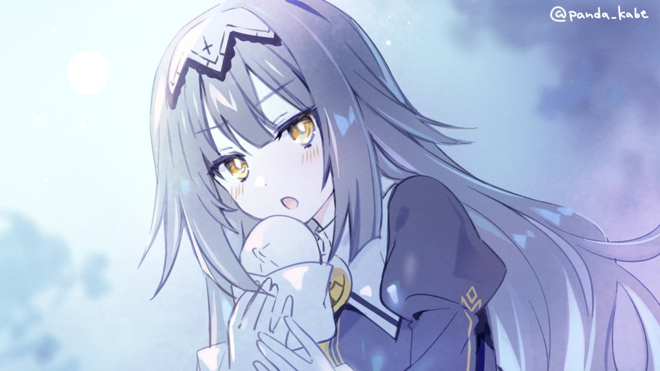 1girl, arusu_marina, black_dress, blush, collar, date_a_live, dress, food