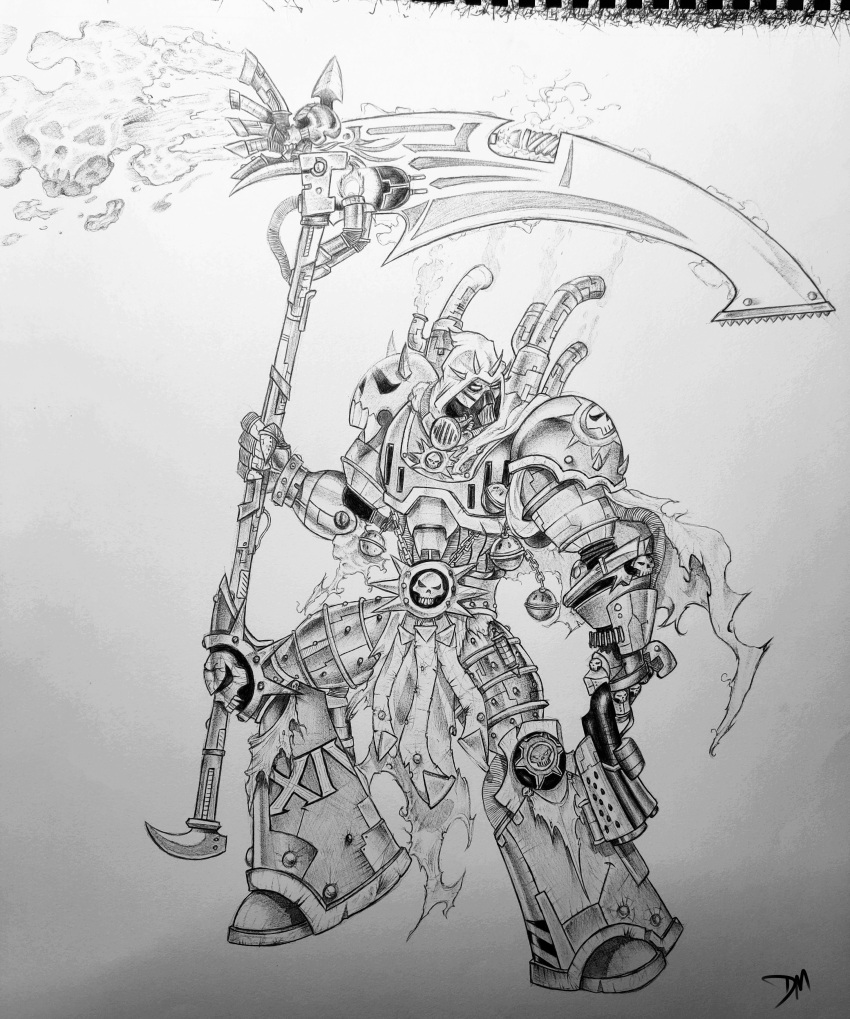 absurdres, armor, breastplate, chain, chaos_(warhammer), cloak, cuirass, cuisses
