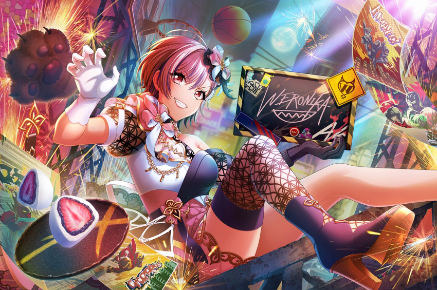 d4dj, dress, purple_hair, short_hair, smile, violet_eyes, weronika_(d4dj)