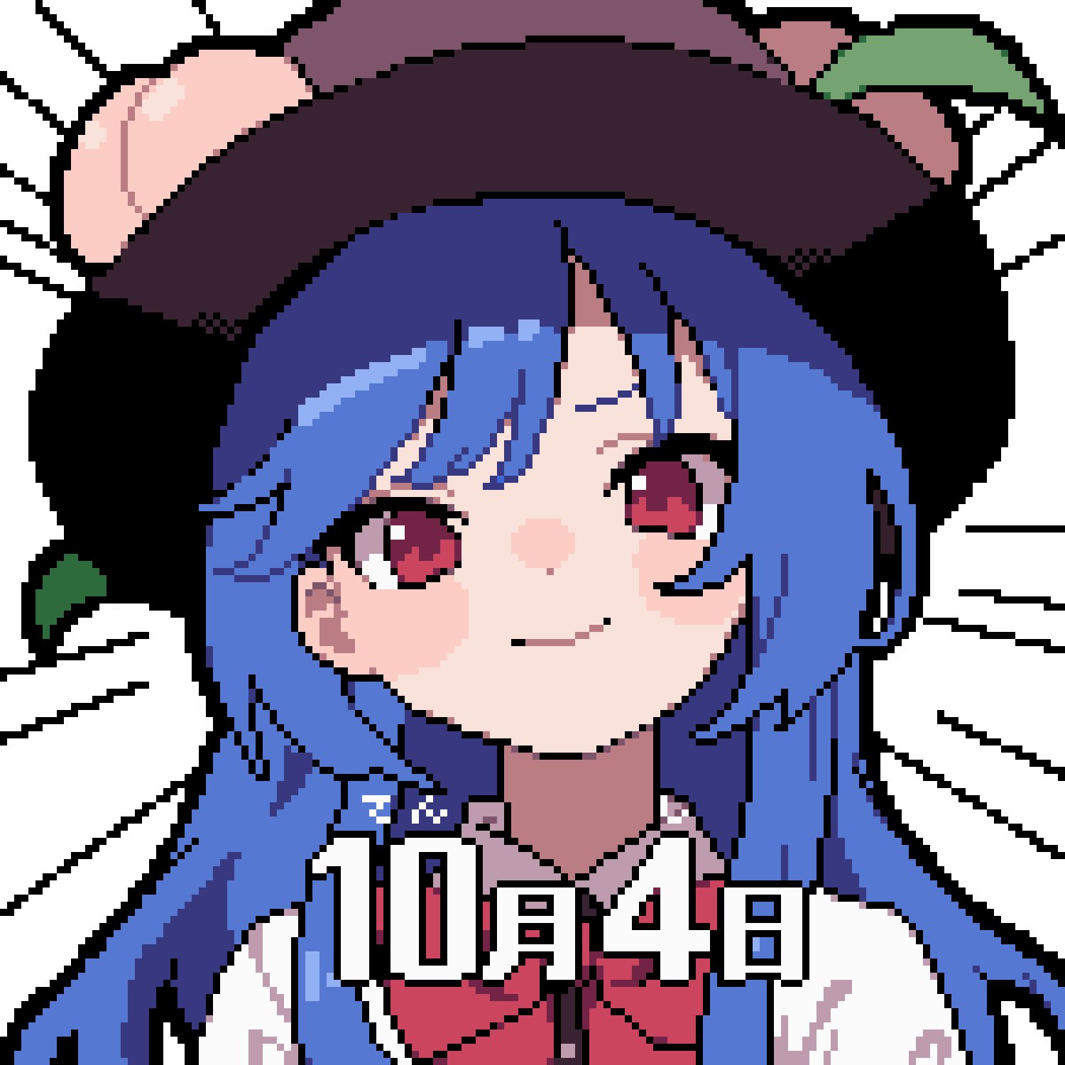 1girl, ahiru_tokotoko, angel_day, black_headwear, blue_hair, bow, bowtie, closed_mouth