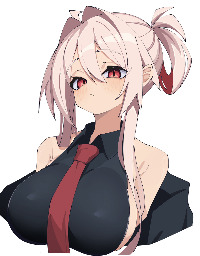 1girl, absurdres, highres, looking_at_viewer, myakuroekako, necktie, original, pink_hair