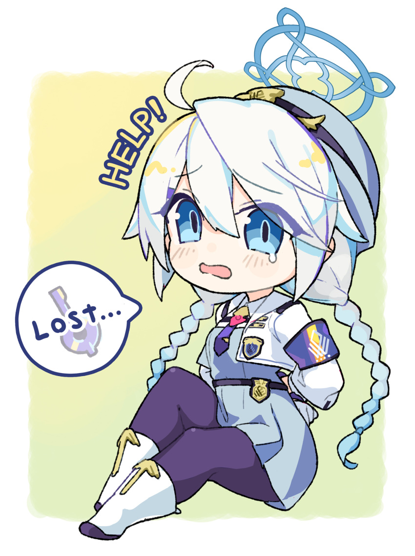 1girl, ahoge, armband, ashuho, blue_archive, blue_eyes, blue_halo, braid