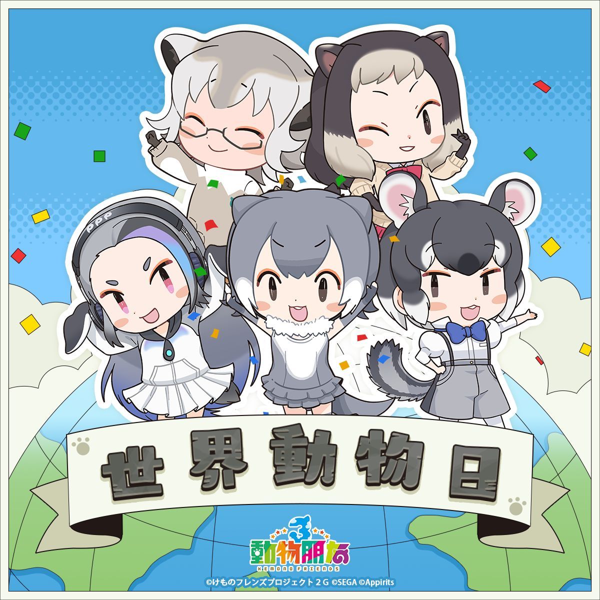 5girls, alpine_marmot_(kemono_friends), animal_ears, black_eyes, blue_hair, brown_hair, chinchilla_(kemono_friends), chinese_text