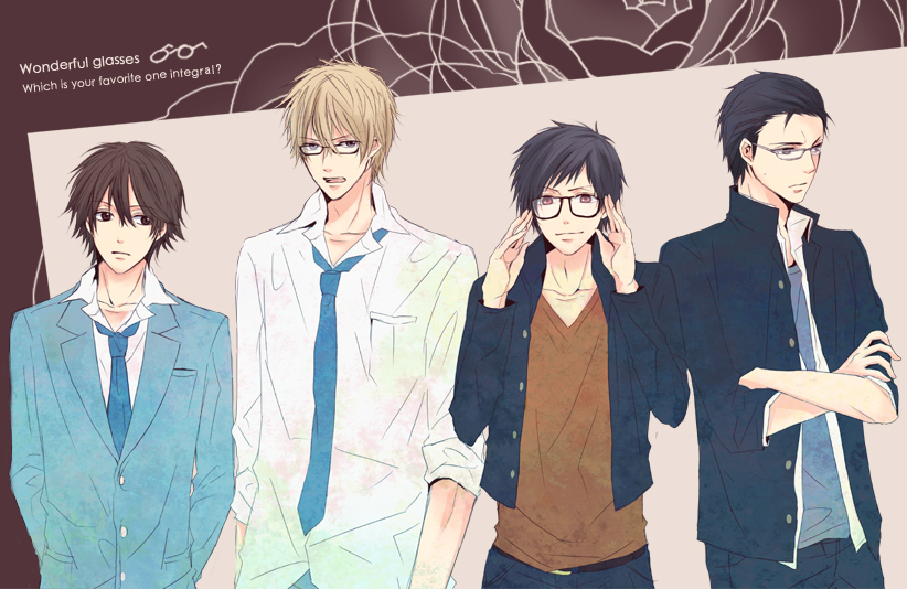 bad_id, black_hair, blonde_hair, durarara!!, formal, glasses, heiwajima_shizuo, kadota_kyouhei, kishitani_shinra, male, multiple_boys, orihara_izaya, school_uniform, tomio_(crowns)