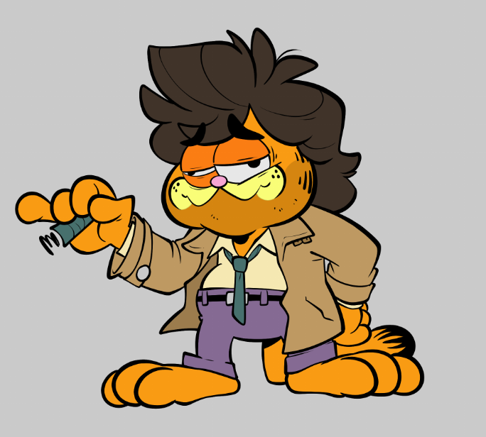 animal, brown_hair, cat, cigar, clothed_animal, collared_shirt, columbo, columbo_(detective)