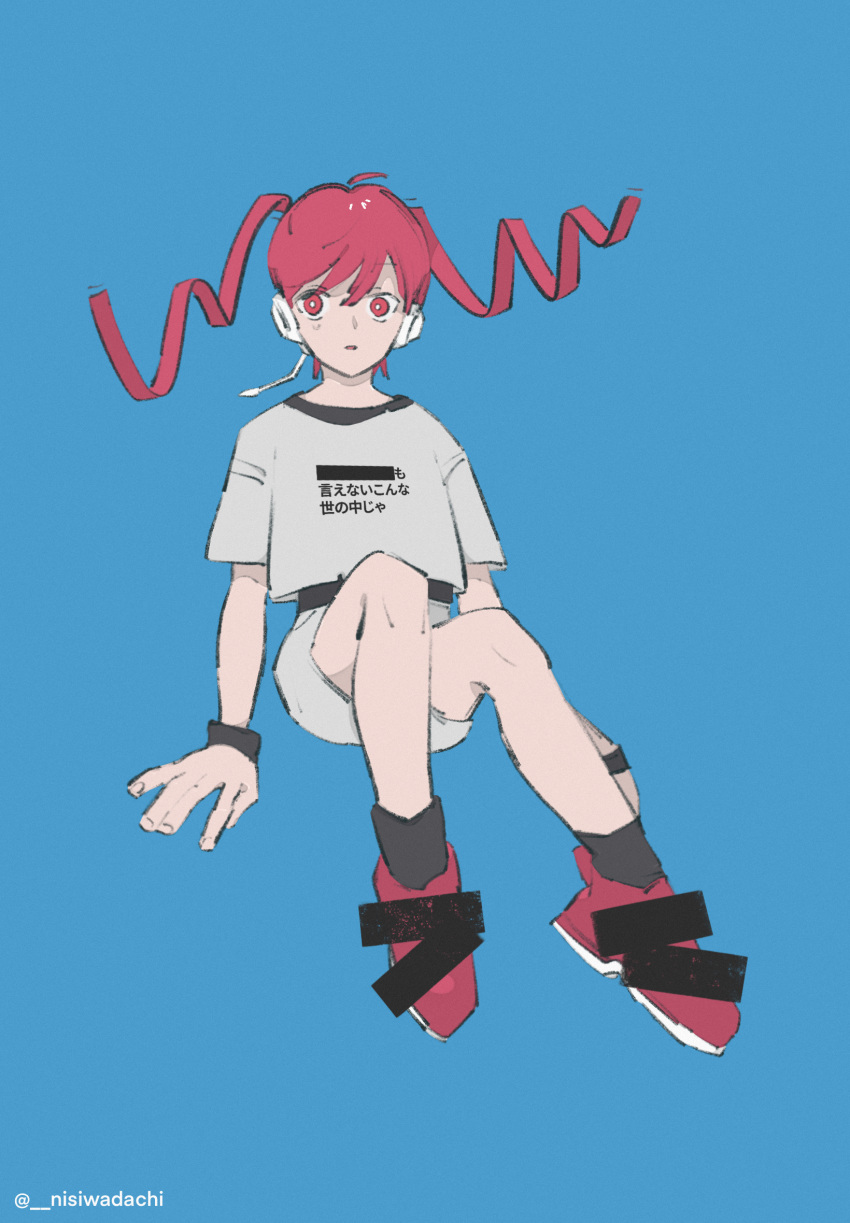 1girl, \||/, adapted_costume, ahoge, alternate_hairstyle, arm_support, black_shirt, black_socks