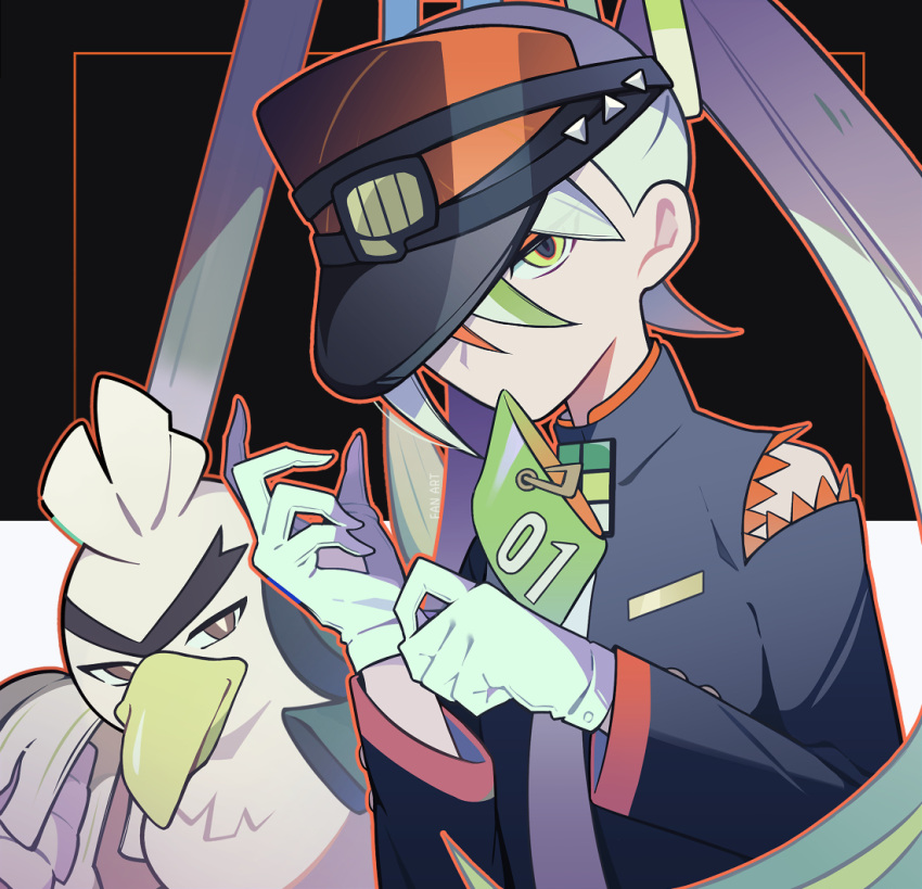 1girl, adjusting_clothes, adjusting_gloves, armband, delinquent, detached_sleeves, fighting_miku_(project_voltage), gloves