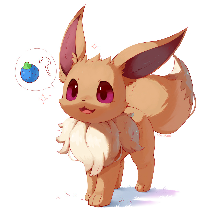 :3, absurdres, animal_focus, artist_name, berry_(pokemon), commentary, eevee, english_commentary