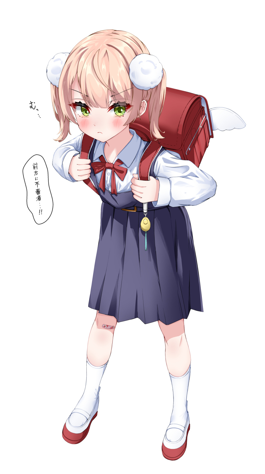 1girl, absurdres, aged_down, auroraescientia, backpack, bag, bandaid, bandaid_on_knee