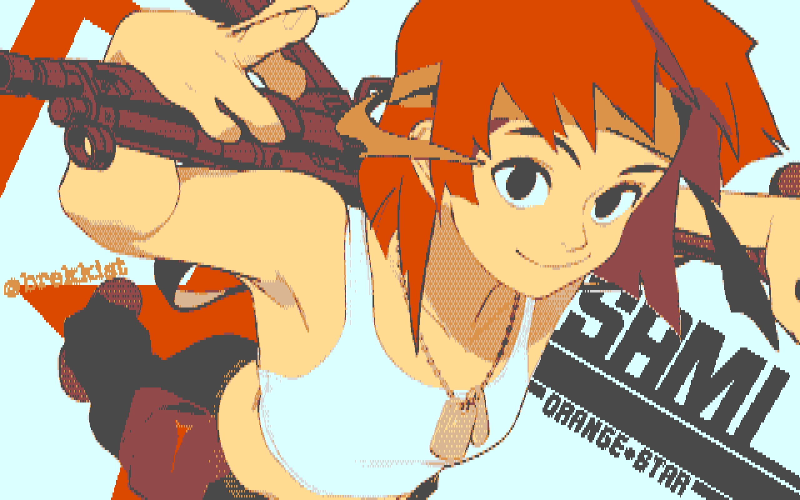 1girl, advance_wars, black_eyes, blunt_bangs, brekkist, brown_footwear, brown_pants, character_name