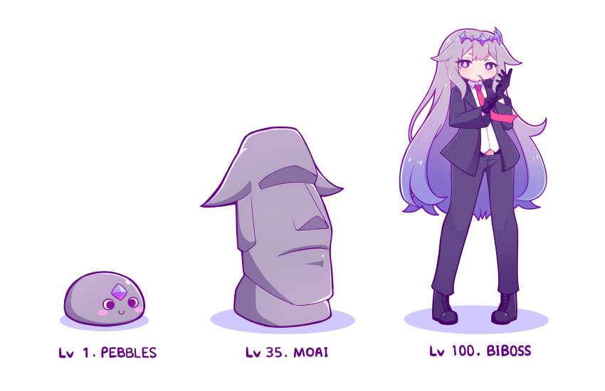 1girl, absurdres, agent_47, aya_chan1221, boots, formal, gloves, grey_hair