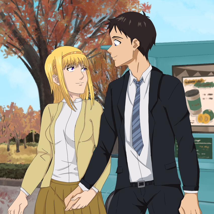 alternate_universe, amor, couple, crossover, evangelion:_3.0+1.0_thrice_upon_a_time, highres, ikari_shinji, neon_genesis_evangelion
