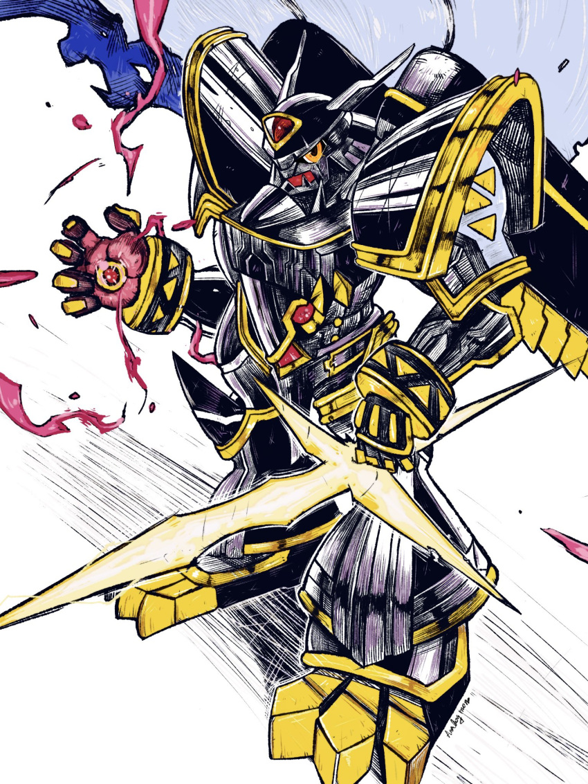 alphamon, analog_boy02, digicore, digimon, digimon_(creature), energy_sword, highres, holding