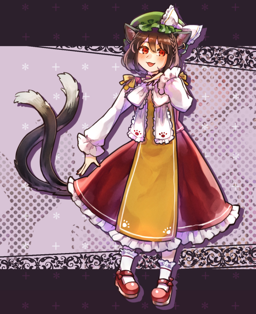1girl, :d, adapted_costume, animal_ears, blush, bow, bowtie, braid