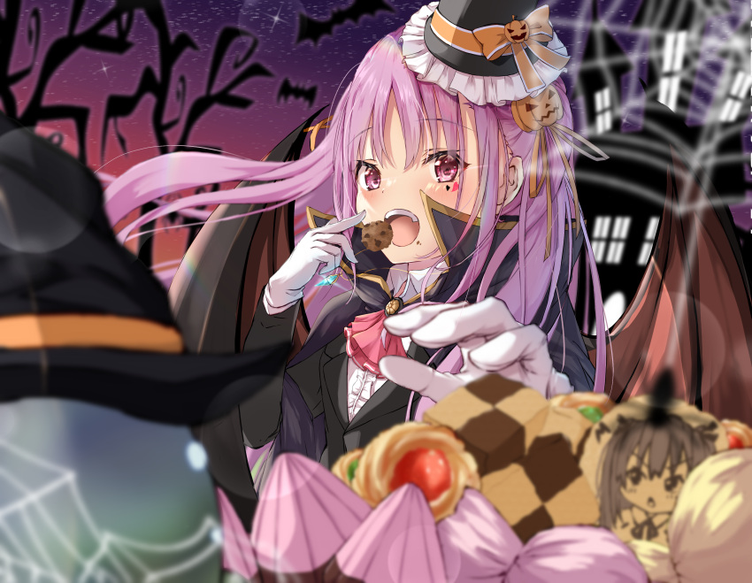 1girl, :o, absurdres, alternate_costume, ascot, bat_(animal), black_cape, black_suit