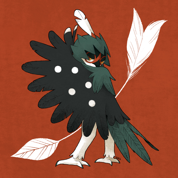 alternate_color, animal_focus, arms_up, beak, bird, bird_legs, bird_wings, black_feathers