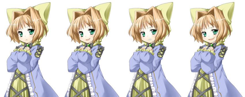 brown_hair, expressions, green_eyes, hat, jun'iku, jun'iku, koihime_musou, short_hair