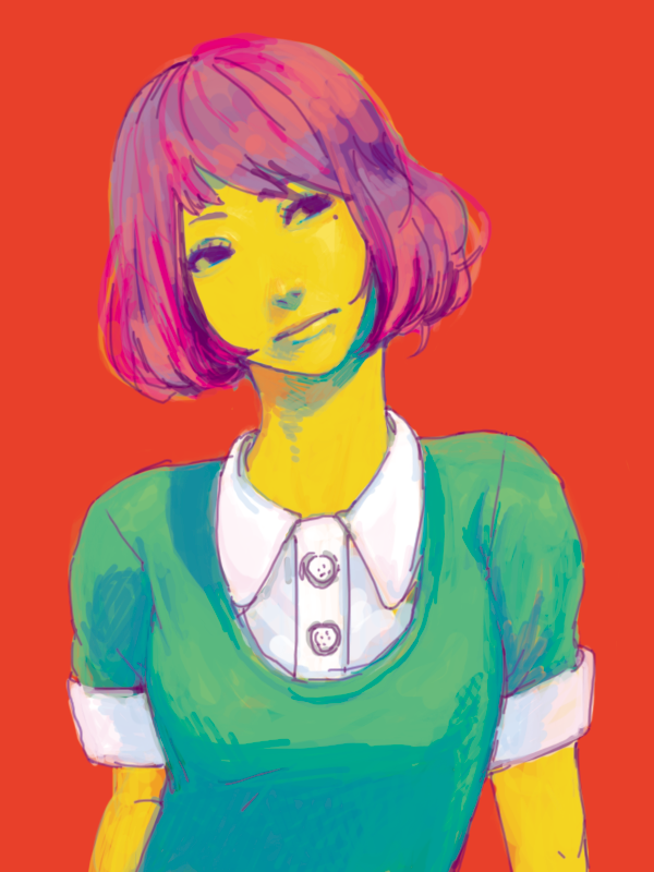 bad_id, bob_cut, dress, dress_shirt, mole, otimusyairoha, shirt, short_hair