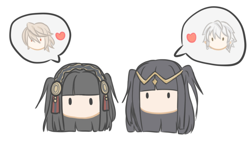 2boys, 2girls, black_hair, blunt_bangs, commentary_request, corrin_(fire_emblem), corrin_(male)_(fire_emblem), fire_emblem