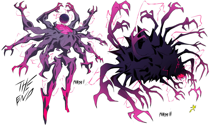 2others, absurdres, aura, black_moon, body_horror, cyberlord1109, eldritch_abomination, extra_arms, giant, giant_monster, height_difference, highres, huge_moon, mecha, monster, moon, multiple_others, purple_moon, redesign, robot, size_difference, sonic_(series), sonic_frontiers, supreme_(sonic_frontiers), the_end_(sonic_frontiers)