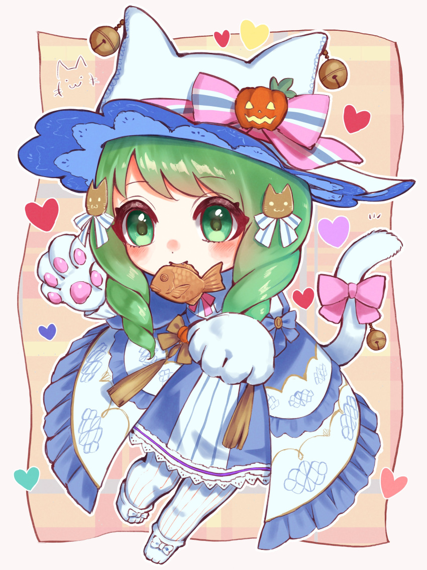 1girl, absurdres, animal_ears, cat_ears, cat_girl, cat_tail, chibi, drill_hair