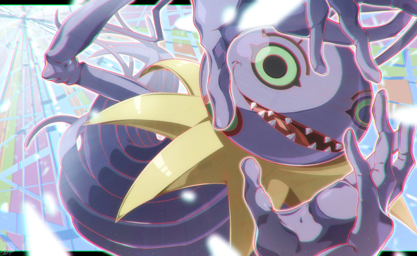 1other, colored_sclera, digimon, digimon_(creature), green_sclera, guoh_ga_gotoku, highres, keramon