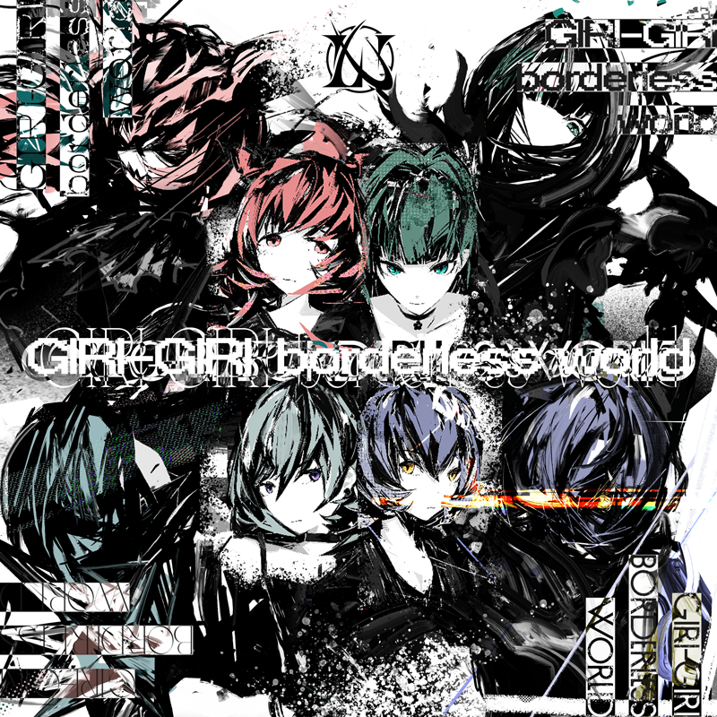 6+girls, akazaki_kokoro, album_cover, black_choker, black_dress, blue_eyes, blue_hair, bob_cut