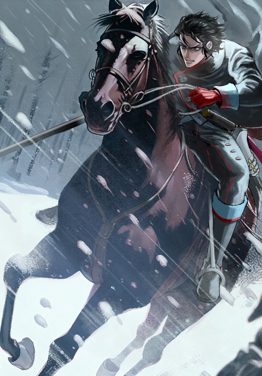 1boy, black_coat, black_footwear, black_hair, black_pants, boots, buttons, bv_illust