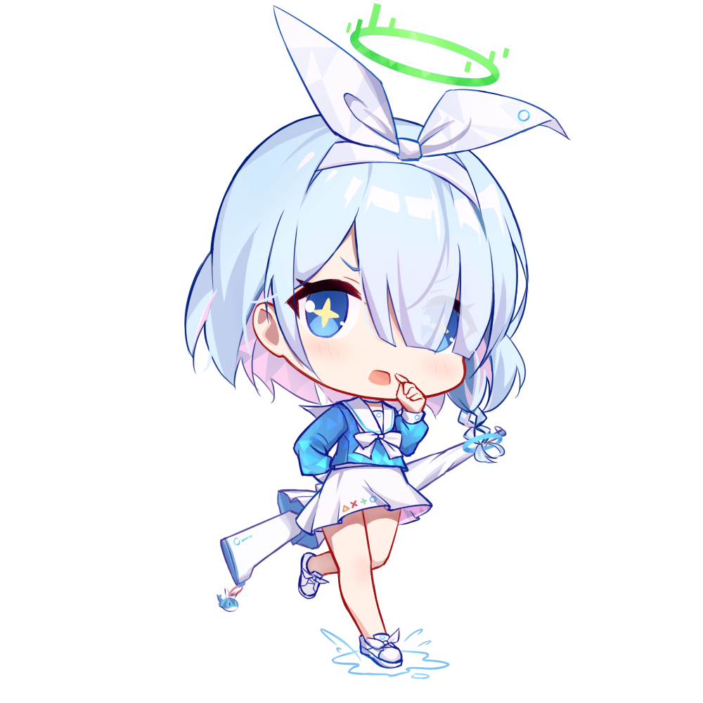 +_+, 1girl, 9malefi9, arona_(blue_archive), blue_archive, blue_eyes, blue_hair, blue_serafuku