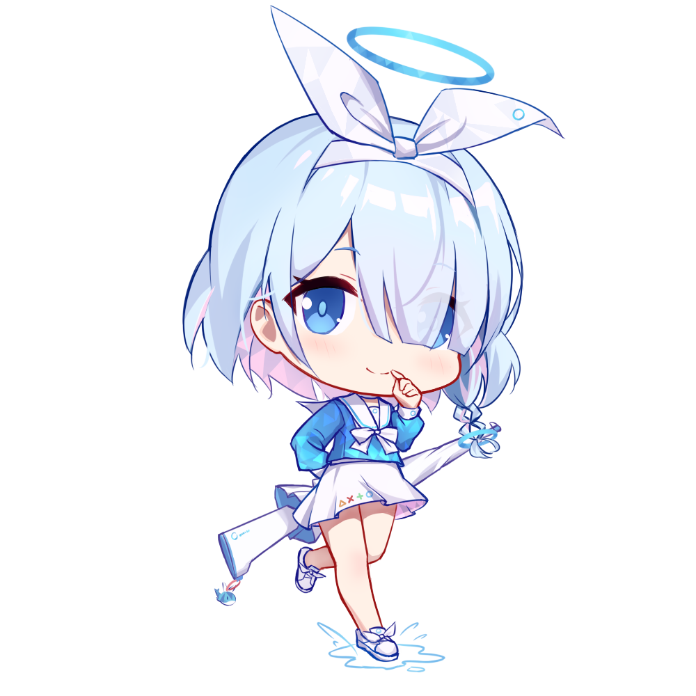 1girl, 9malefi9, arona_(blue_archive), blue_archive, blue_eyes, blue_hair, blue_halo, blue_serafuku