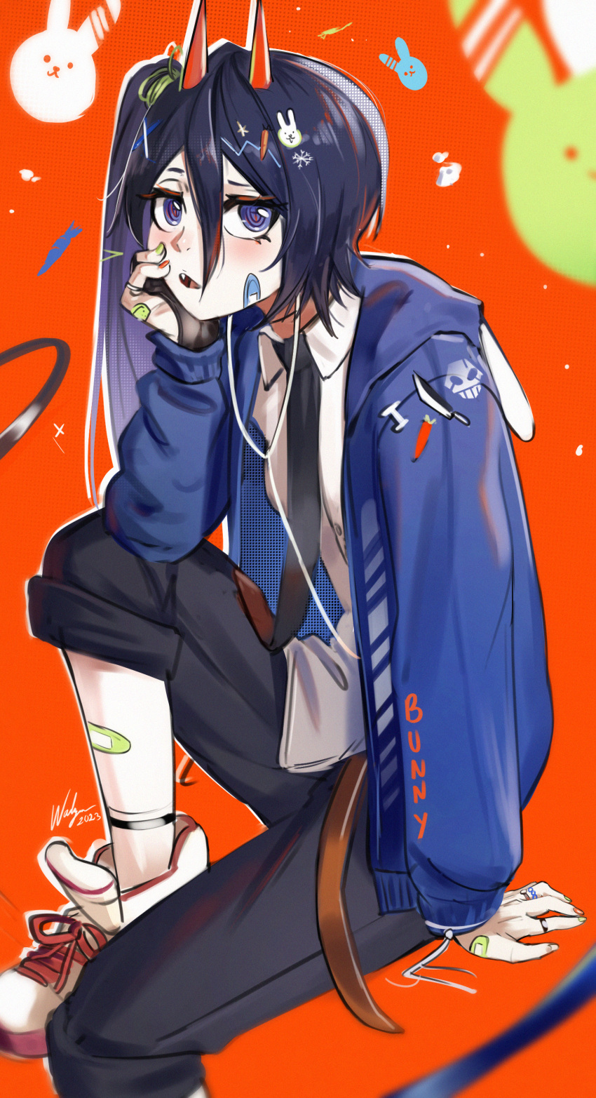 1girl, absurdres, alternate_hair_length, alternate_hairstyle, bandaid, bandaid_on_face, bandaid_on_hand, bandaid_on_leg