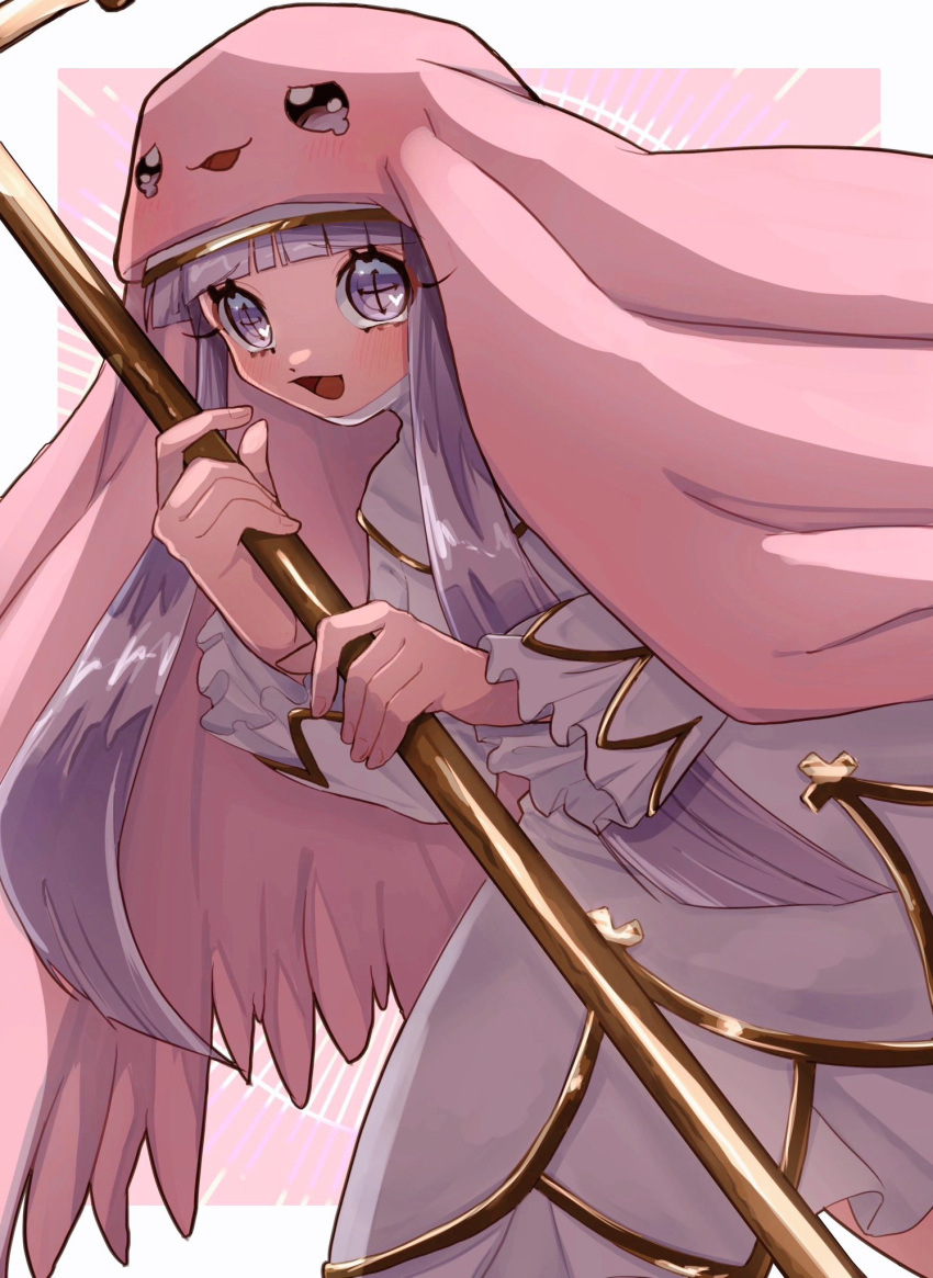 1girl, animal_hood, cross-shaped_pupils, digimon, digimon_(creature), grey_eyes, grey_hair, highres