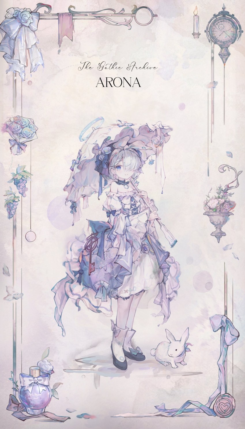 1girl, absurdres, animal, arona_(blue_archive), black_footwear, blue_archive, blue_eyes, blue_hair