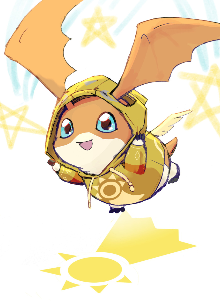 1other, absurdres, blue_eyes, digimon, digimon_(creature), highres, hood, hoodie