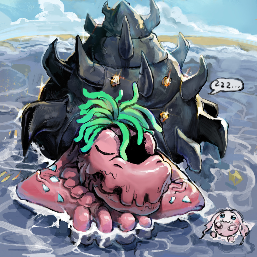 2others, antennae, closed_eyes, day, digimon, digimon_(creature), highres, level-00