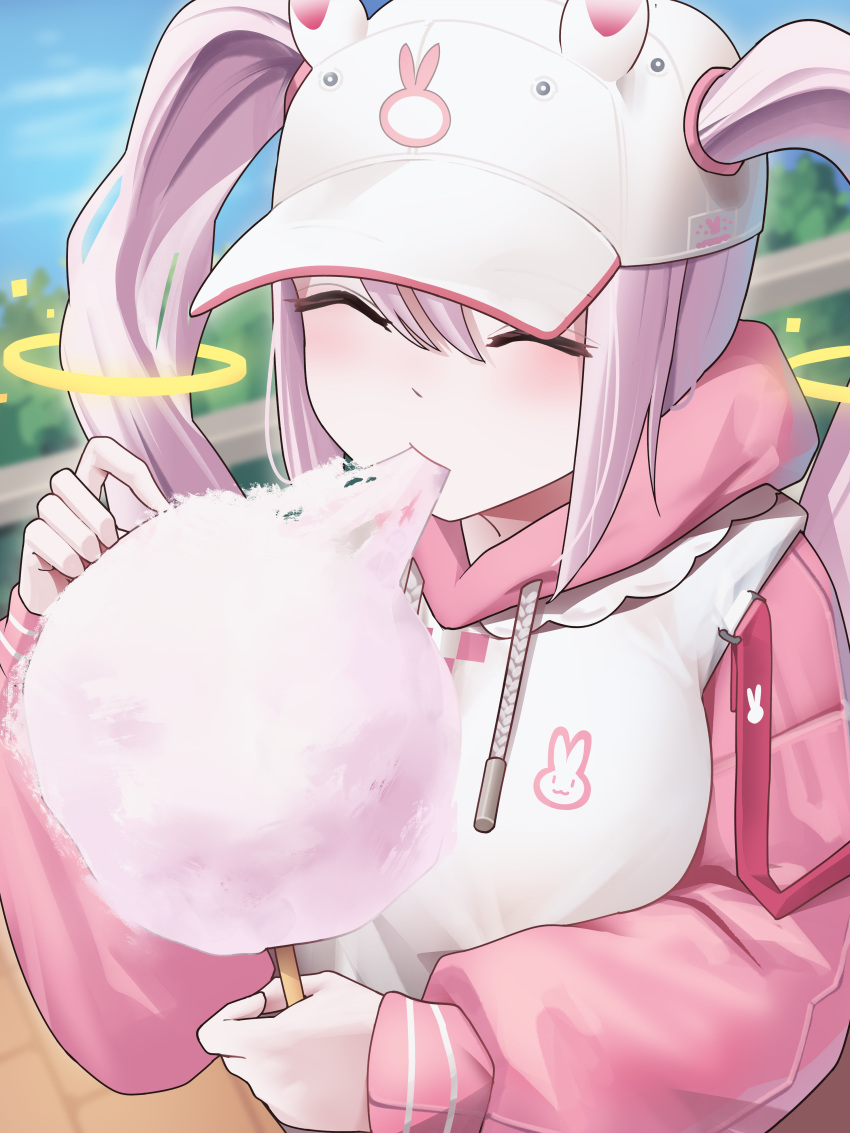 1girl, ^_^, absurdres, alice_(nikke), alice_(sweet_home)_(nikke), animal_ear_headwear, animal_hat, animal_print