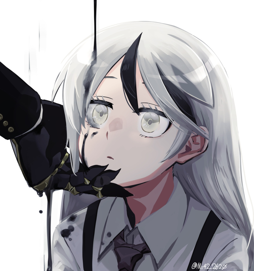 2boys, black_blood, black_hair, black_necktie, blood, claws, collared_shirt, dual_persona