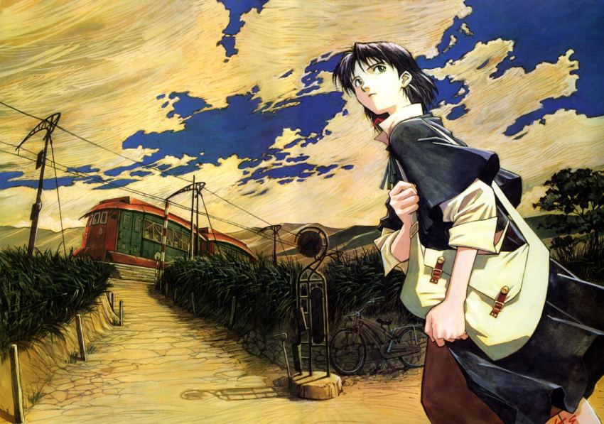 duplicate, gainax, honneamise_no_tsubasa, riquinni_nonderaiko, sadamoto_yoshiyuki, scan, short_hair, sky