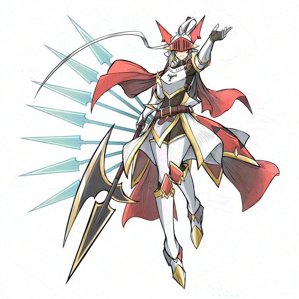 1girl, armor, cape, covered_eyes, digimon, digimon_(creature), dukemon, finalelysion